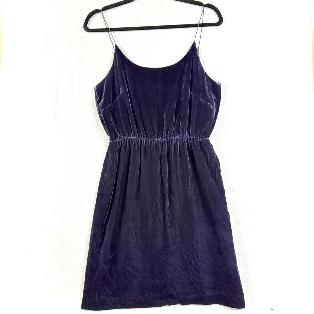 J.Crew 4 Purple Silk Velvet Mini Dress Holiday Goth Evening Cocktail Party LBD